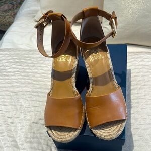 Vince Camuto, tan leather and rope wedges. Size 9